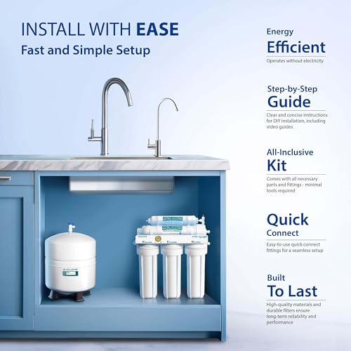 APEC Water Systems ROES-50 Essence Series Top Tier 5-Stage WQA Certified Ultra Safe Reverse Osmosis Drinking Water Filter System - Image 8
