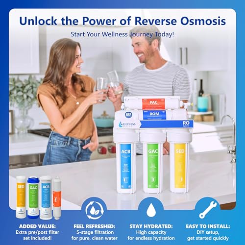 Express Water RO5DX Reverse Osmosis Filtration NSF Certified 5 Stage RO System with Faucet and Tank – Under Sink Water Plus 4 Filters – 50 GPD, 14 x 17 x 5, White - Image 2
