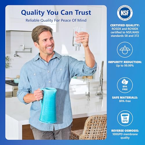 Express Water RO5DX Reverse Osmosis Filtration NSF Certified 5 Stage RO System with Faucet and Tank – Under Sink Water Plus 4 Filters – 50 GPD, 14 x 17 x 5, White - Image 6