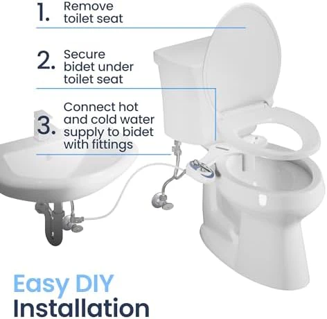 LUXE Bidet NEO 320 - Hot and Cold Water, Self-Cleaning, Dual Nozzle, Non-Electric Bidet Attachment for Toilet Seat, Adjustable Water Pressure, Rear and Feminine Wash, Lever Control (White) - Image 6