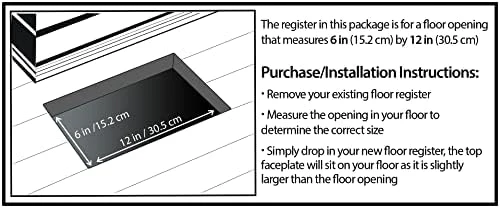 Decor Grates STH612 Classic Collection Floor Register, 6x12 Inches, Textured Black - Image 4