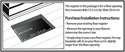 Decor Grates STH610 Classic Collection Floor Register, 6x10 Inches, Textured Black - Image 3