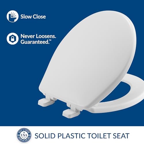 Mayfair Caswell Modern Slow Close Toilet Seat, Easy Clean Hinges and Durable Plastic Seat, Made in USA, Round, White - Image 2