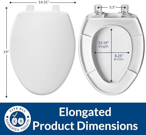 Mayfair Caswell Modern Toilet Seat, Slow Close, Easy Clean, Plastic, Elongated, White - Image 3
