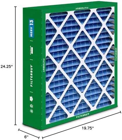 Filterbuy 20x25x6 Air Filter MERV 13 Optimal Defense (2-Pack), Pleated HVAC AC Furnace Air Filters for Aprilaire Space-Gard 201/2200 / 2250 & Lennox (Actual Size: 19.75 x 24.25 x 6.00 Inches) - Image 10