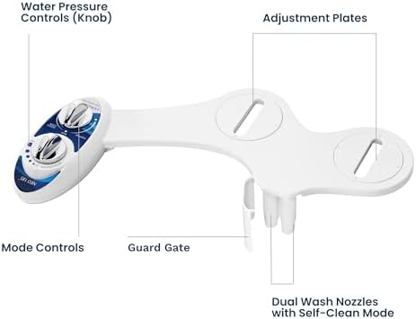 LUXE Bidet NEO 185 - Self-Cleaning, Dual Nozzle, Non-Electric Bidet Attachment for Toilet Seat, Adjustable Water Pressure, Rear and Feminine Wash (Blue) - Image 7