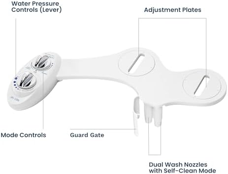 LUXE Bidet NEO 185 - Self-Cleaning, Dual Nozzle, Non-Electric Bidet Attachment for Toilet Seat, Adjustable Water Pressure, Rear and Feminine Wash (White) - Image 7