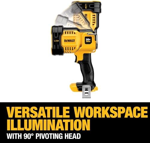 DEWALT 20V MAX LED Work Light, Handheld Spotlight with 508 Yard Distance, Pivoting Head, 1500 Lumens, Cordless, Battery Not Included (DCL043) - Image 6