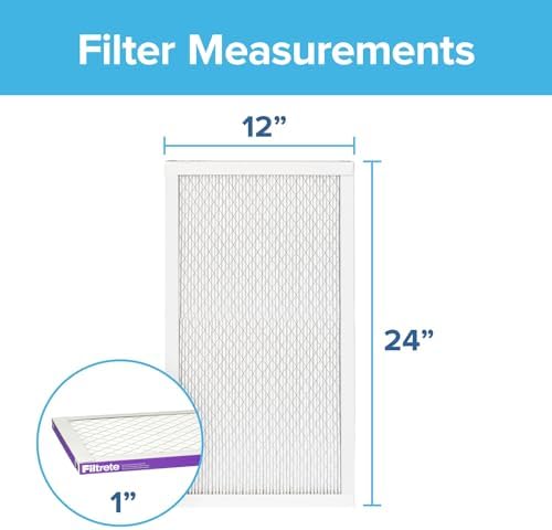 Filtrete 12x24x1 AC Furnace Air Filter, MERV 12, MPR 1500, CERTIFIED asthma & allergy friendly, 3 Month Pleated 1-Inch Electrostatic Air Cleaning Filter, 2-Pack (Actual Size 11.69x23.69x0.78 in) - Image 2