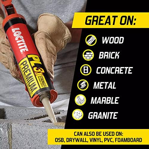 Loctite PL Premium Polyurethane Construction Adhesive, Versatile Construction Glue for Wood, Concrete, Stone, Metal & More- 10 fl oz, Cartridge, 12 Pack - Image 3