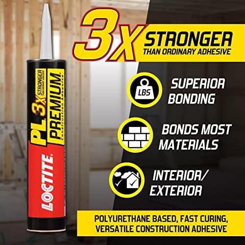 Loctite PL Premium Polyurethane Construction Adhesive, Versatile Construction Glue for Wood, Concrete, Stone, Metal & More- 10 fl oz, Cartridge, 12 Pack - Image 5