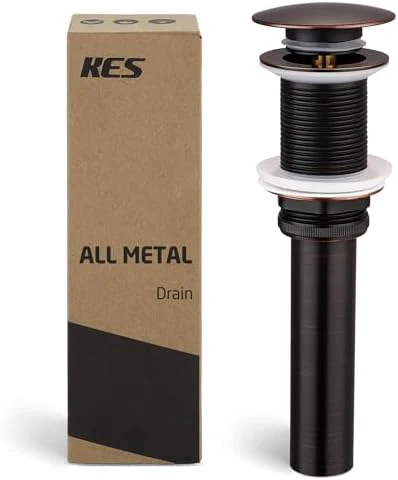 KES Bathroom Sink Drain Without Overflow Vessel Sink Lavatory Vanity Pop Up Drain Stopper Oil Rubbed Bronze Finish, All Metal Rustproof Brass and 304 Stainless Steel, S2008D-ORB
