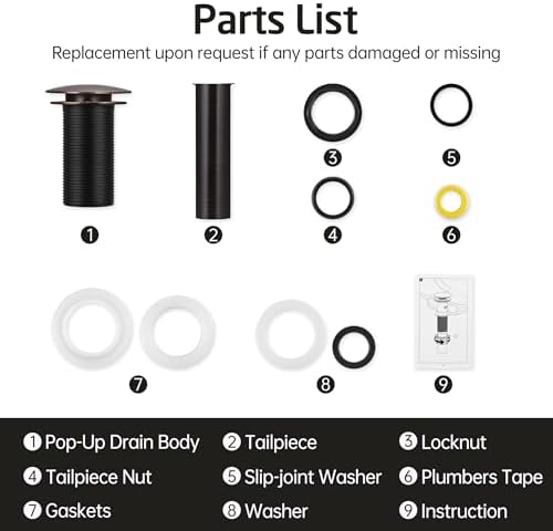 KES Bathroom Sink Drain Without Overflow Vessel Sink Lavatory Vanity Pop Up Drain Stopper Oil Rubbed Bronze Finish, All Metal Rustproof Brass and 304 Stainless Steel, S2008D-ORB - Image 9