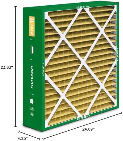 Filterbuy 24x25x5 Air Filter MERV 11 Allergen Defense (2-Pack), Pleated HVAC AC Furnace Air Filters Replacement for Carrier FILXXCAR0024, Maytag, and More (Actual Size: 23.63 x 24.69 x 4.25 Inches) - Image 10