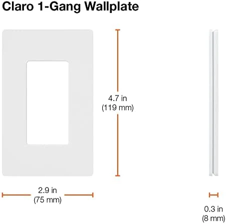 Lutron Claro Light Switch Cover Plate, 1 Gang Wallplate, for Decorator Light Switches, Rocker Light Switch Cover, Outlet Cover, Screwless Switch Plate Cover, Gloss, CW-1-WH-12, White, 12 Pack - Image 3