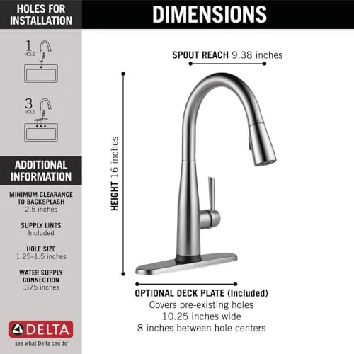 Delta 9113T-AR-DST Essa Kitchen Faucet, Touch2O, Arctic Stainless - Image 5