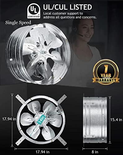 iLiving ILG8G14-12T Automatic Gable Mount Attic Ventilator Fan with Adjustable Thermostat, 3.10 Amp, 1220 CFM, Single-Speed - Image 3