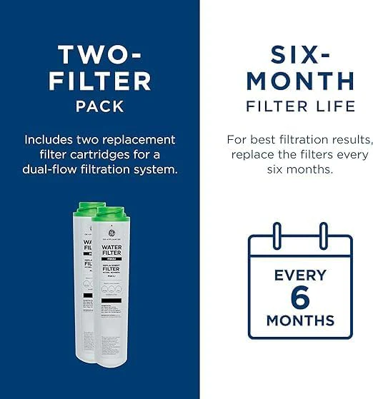 GE FQK2J Under Sink Water Filter Replacement | Dual Flow | Reduces Sediment, Rust & Other Impurities from Water | Replace Every 6 Months for Best Results | 2 Water Filters Light Gray - Image 3