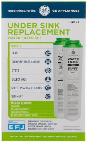 GE FQK2J Under Sink Water Filter Replacement | Dual Flow | Reduces Sediment, Rust & Other Impurities from Water | Replace Every 6 Months for Best Results | 2 Water Filters Light Gray - Image 5