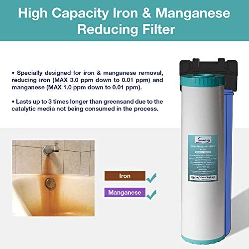 iSpring Whole House Water Filter Cartridge, Iron & Manganese Reducing Water Filter Whole House, 4.5" x 20", Model: FM25B - Image 2