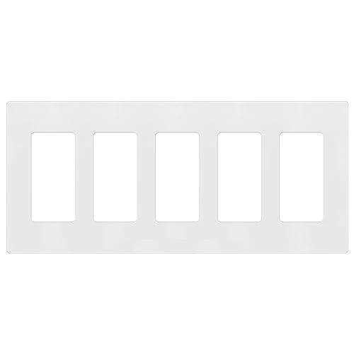 ENERLITES - SI8835-W-STICKER Screwless Decorator Wall Plates Child Safe Outlet Covers, Size 5-Gang 4.68" H x 10.14” L, Unbreakable Polycarbonate Thermoplastic, SI8835-W, Glossy, White