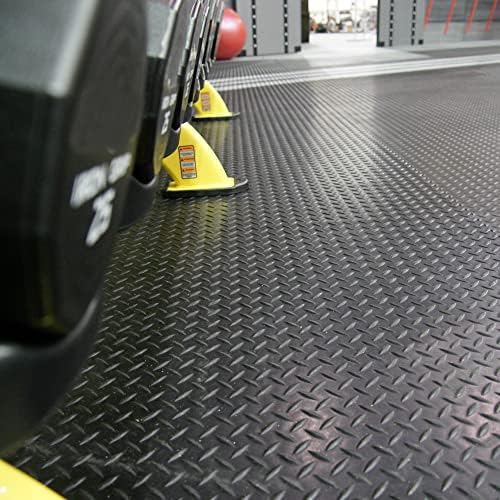 Rubber-Cal Diamond-Plate Rubber Flooring Rolls - 3 mm x 4 ft x 2.5 ft Rolls - Black - Image 7