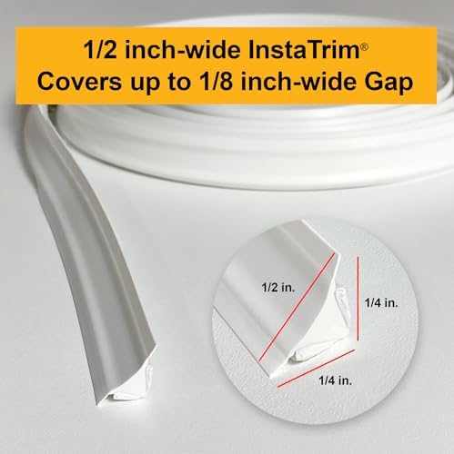 InstaTrim New & Improved Self-Adhesive Caulk Trim, 1/2" x 10', 2-Pack, Flexible, Waterproof, Stain Resistant for Bathroom, Floors, Walls, DIY Project, White - Image 3