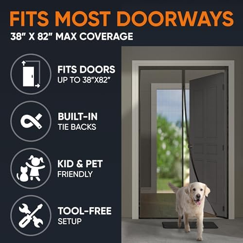 Magnetic Screen Door Mesh (2025 Model) – Fine Weave See-Through Mesh Without Ugly Vertical Lines, 52 Magnets, 2 Easy Install Kits for 2-Season Use, Pet Scratch Resistant Bug Proof,38"x82", Flux Phenom - Image 5