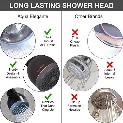 Aqua Elegante High Pressure Shower Head Bronze - Best Pressure Boosting, Wall Mount, Bathroom Showerhead For Low Flow Showers, 2.5 GPM - Oil-Rubbed Bronze - Image 3