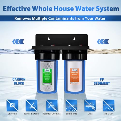 iSpring WGB21B 2-Stage Whole House Water Filtration System, with 10" x 4.5" Sediment CTO(Chlorine, Taste, and Odor) Filter, 1" Inlet/Outlet - Image 5