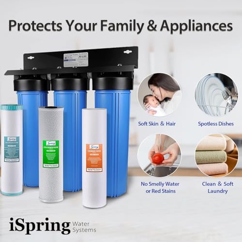 iSpring Whole House Water Filter System, Reduces Iron, Manganese, Chlorine, Sediment, Taste, and Odor, 3-Stage Iron Filter Whole House, Model: WGB32BM - Image 5