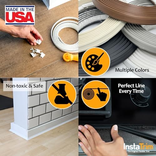 InstaTrim The Original Flexible Trim - 2-Pack of 10ft Ivory 1/2" Wide Caulk Tape - Adhesive Trim with Many Uses Including Caulking for Bathtubs, Sinks, Counters, Tile, Floors - Made in USA - Image 2