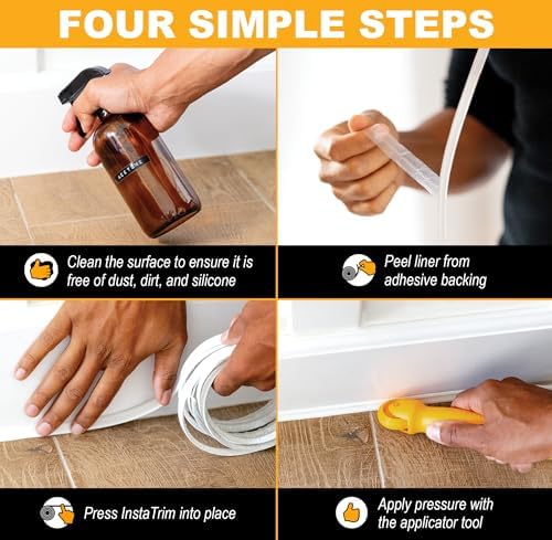 InstaTrim The Original Flexible Trim - 2-Pack of 10ft Ivory 1/2" Wide Caulk Tape - Adhesive Trim with Many Uses Including Caulking for Bathtubs, Sinks, Counters, Tile, Floors - Made in USA - Image 4