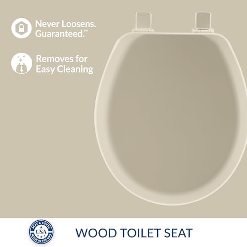 Mayfair 841EC 006 Cameron Toilet Seat Will Never Loosen and Easily Remove Durable Enameled Wood, Round, Bone - Image 2