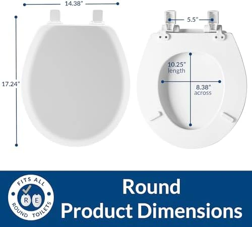 Mayfair 841EC 006 Cameron Toilet Seat Will Never Loosen and Easily Remove Durable Enameled Wood, Round, Bone - Image 5