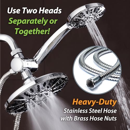 AquaDance 7" Premium High Pressure 3-Way Rainfall Combo for The Best of Both Worlds - Enjoy Luxurious Rain Showerhead and 6-Setting Hand Held Shower Separately or Together - Chrome Finish - 3328 - Image 5