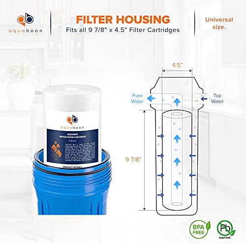 Aquaboon 5 Micron 10 x 4.5 Well Water Sediment Filter Replacement Whole House Water Filter Cartridge Compatible with DGD-5005, WFHD13001B, 6-Pack - Image 2