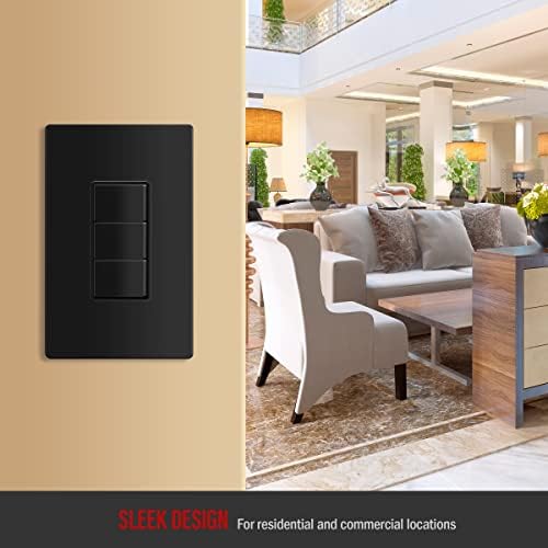 ENERLITES Screwless Decorator Wall Plate Child Safe Outlet Cover, Glossy, Size 1-Gang 4.68" H x 2.93" L, Unbreakable Polycarbonate Thermoplastic, SI8831-BK-10PCS, Black (10 Pack) - Image 8