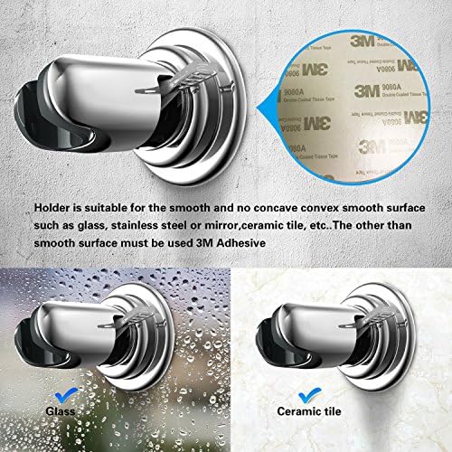 BOPai Vacuum Suction Cup Shower Head Holder, Adjustable 20 Degrees from The Wall - Chrome - Image 6