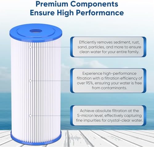 PUREPLUS 10" x 4.5" Whole House Pleated Sediment Filter for Well Water, Replacement Cartridge for GE FXHSC, Culligan R50-BBSA, Pentek R50-BB, DuPont WFHDC3001, American Plumber W50PEHD, GXWH40L, 2Pack - Image 4