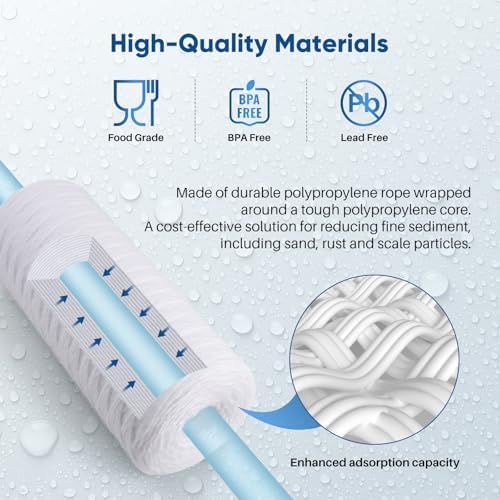 PUREPLUS 5 Micron 10 x 4.5 Whole House String Wound Sediment Filter for Well Water, Replacement Cartridge for 84637, WPX5BB97P, PC10, 355214-45, 355215-45, WP10BB97P, WP5BB97P, 2Pack - Image 3