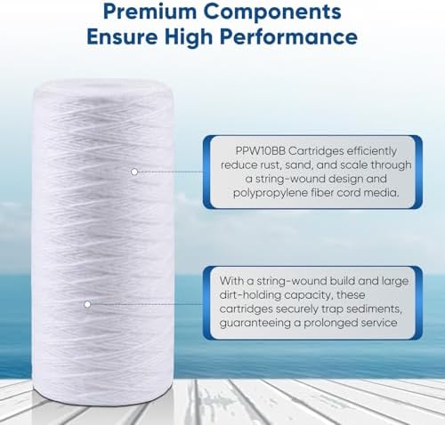 PUREPLUS 5 Micron 10 x 4.5 Whole House String Wound Sediment Filter for Well Water, Replacement Cartridge for 84637, WPX5BB97P, PC10, 355214-45, 355215-45, WP10BB97P, WP5BB97P, 2Pack - Image 5