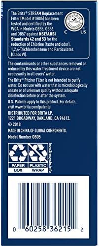 Brita Stream Pitcher Water Filter for Pitchers and Dispensers, BPA-Free, Replaces 1,800 Plastic Water Bottles a Year, Lasts Two Months or 40 Gallons, Includes 3 Filters - Image 7