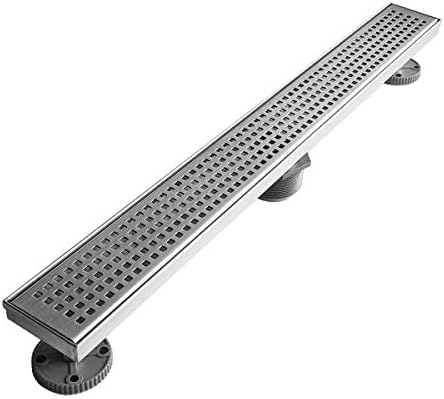 Neodrain 24-Inch Linear Shower Drain with Quadrato Pattern Grate,Brushed 304 Stainless Steel Rectangle Shower Floor Drain,Linear Drain with Leveling Feet,Hair Strainer - Image 2