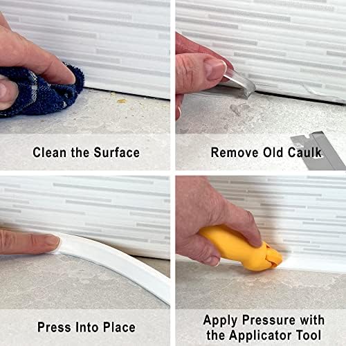 InstaTrim Black New & Improved Caulk Trim, 1/2" by 10', 2-Pack, Flexible, Waterproof for Bathroom, Floors, and Walls | Easy Installation | No Mess, Stain Resistant | Mold Resistant Finish - Image 6