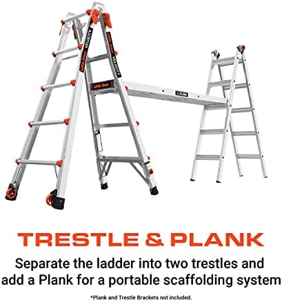 Little Giant Ladders Velocity, 17-Ft Folding Multi-Position Ladder, Aluminum, 300 lb Load Capacity, Type 1A Extra Heavy Duty, 18-Ft Reach, with Ratchet Levelers and Wheels (15417-801) - Image 7