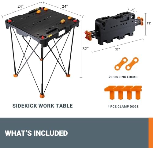 Worx WX066 Sidekick Folding Work Table, Portable All-in-one Work Bench - Image 6