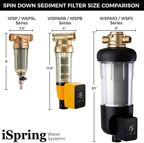 iSpring WSP-50 Reusable Whole House Spin Down Sediment Water Filter, 50 Micron Flushable Prefilter Filtration, 1" MNPT + 3/4" FNPT, Lead-Free Brass - Image 8