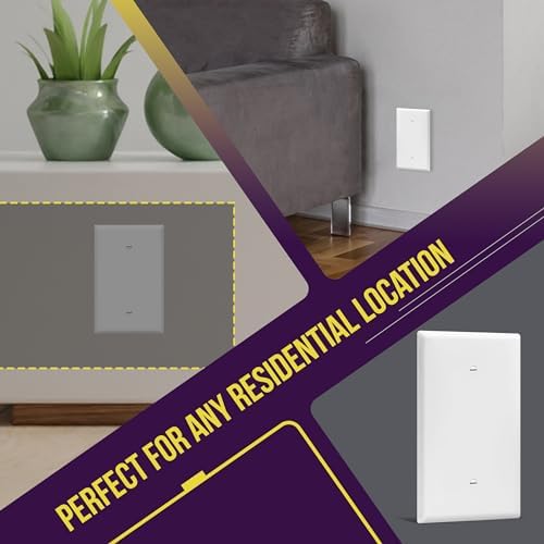 ENERLITES Oversized Blank Wall Plate, Jumbo Blank Outlet Covers, Over-Size 1-Gang 5.51" x 3.50", Unbreakable Polycarbonate Thermoplastic, UL Listed, 8801O-W-10PCS, Gloss Finish, White (10 Pack) - Image 4