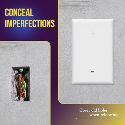 ENERLITES Oversized Blank Wall Plate, Jumbo Blank Outlet Covers, Over-Size 1-Gang 5.51" x 3.50", Unbreakable Polycarbonate Thermoplastic, UL Listed, 8801O-W-10PCS, Gloss Finish, White (10 Pack) - Image 5